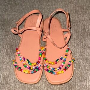 Zara Pink Beaded Strappy Sandals